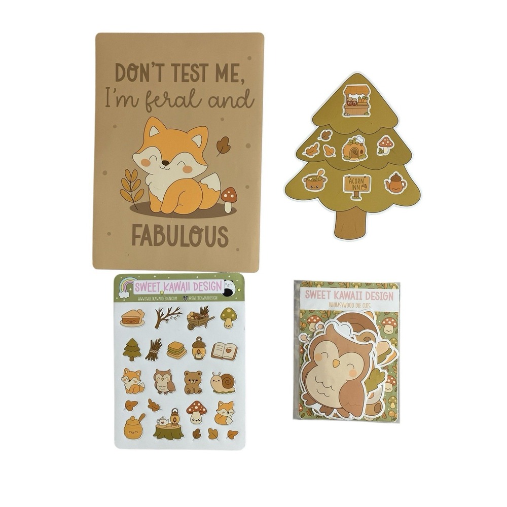 Sweet Kawaii Design Whimsywood Planner Sticker Kit Autumn Fall Woodland Die Cuts